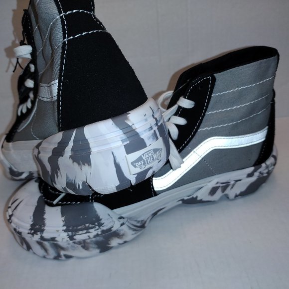 NWOB Vans Hi Top Modular Sneakers, Black Suede & Gray, Men/8 & Women 9.5